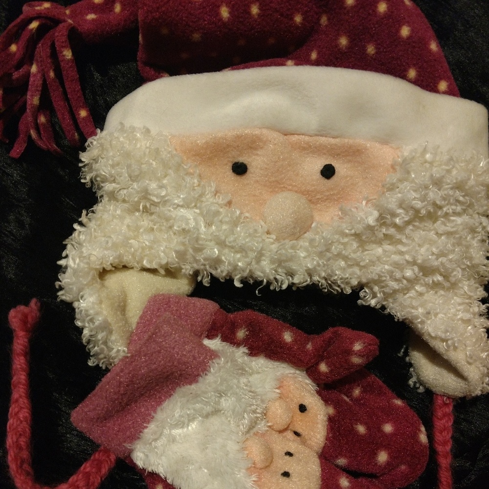 Santa infant hat and mittens